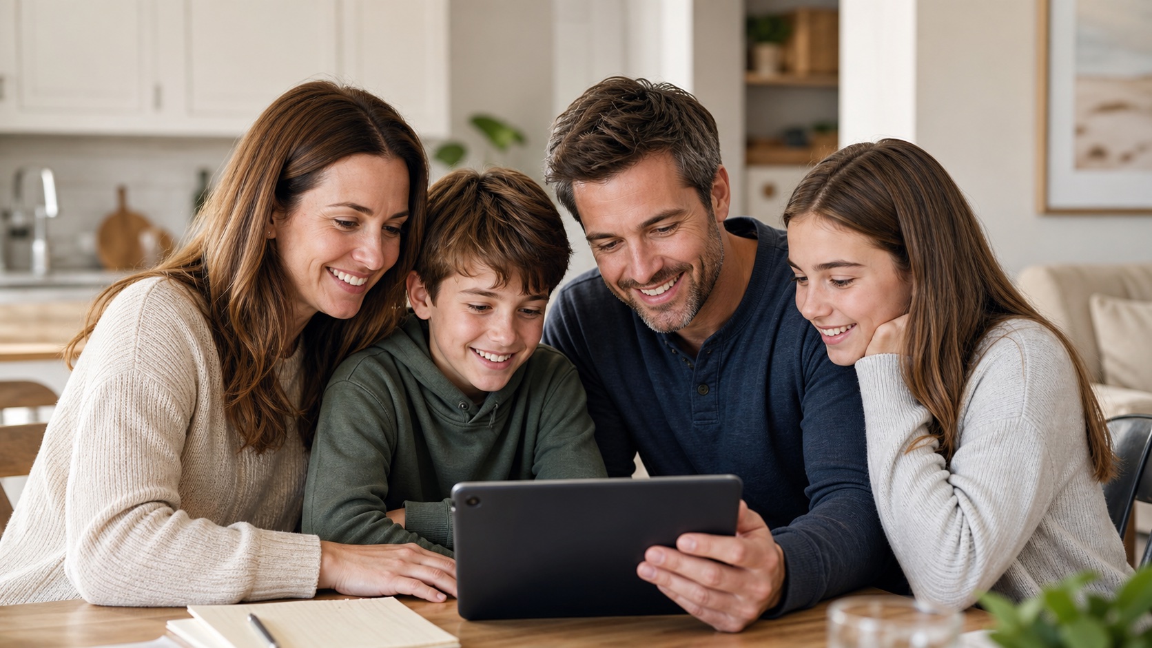 A family enjoying time together at home